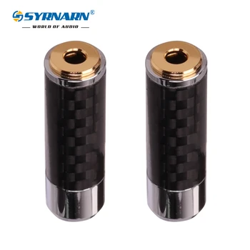 

SYRNARN 3.5mm Earphone Female Audio Jack 3 Contact Plug Metal Adapter Bright Carbon Fiber Shell Headphone Wire Connector i.D=6mm