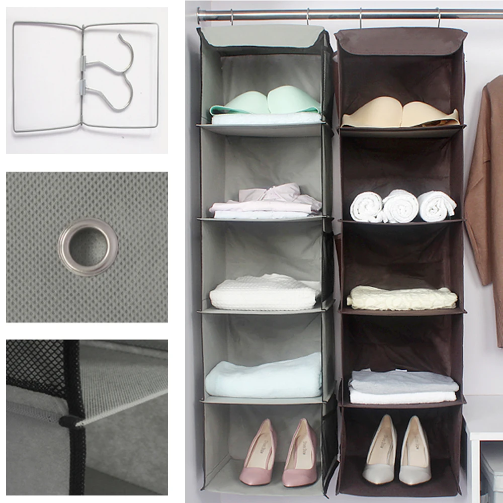 Многослойный шкаф для одежды, сумка для хранения, 5 слоев, подвесной органайзер, вешалка для одежды, бюстгальтеры, носки, регулируемый кронштейн