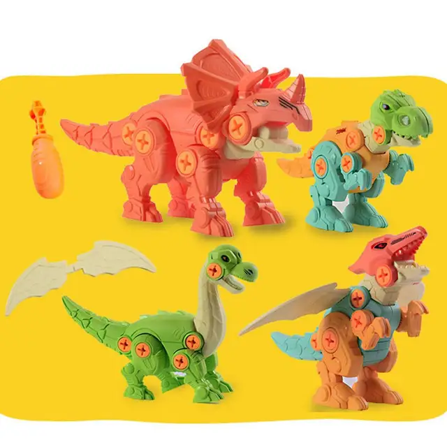 4PCS DIY Disassembly Dinosaur Toy Set Screw Nut Combination Early Educational Blocks Toys With Assemble Screw Toys For Kids Gift 2
