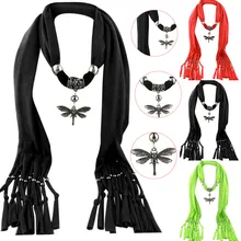 Шелковый атласный шарф для волос в стиле ретро, женские шарфы с подвеской и кисточкой, стразы, ювелирные изделия, шарфы