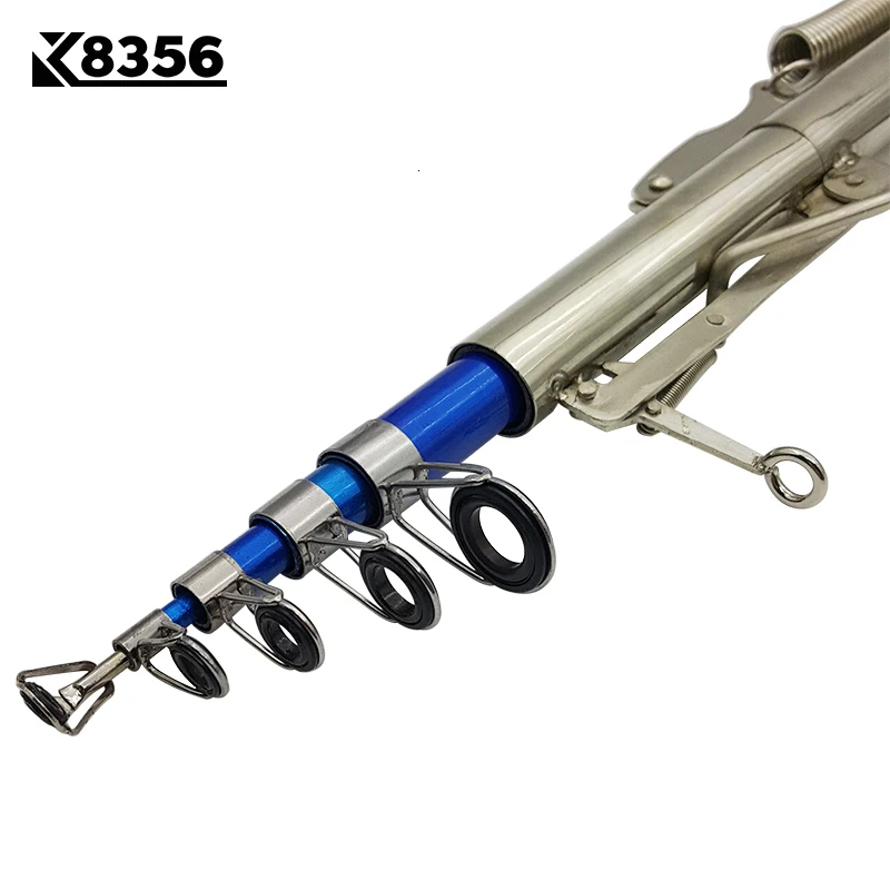 K8356 высокое качество 2,1 М 2,4 М 2,7 м Чувствительная Автоматическая Удочка из стекловолокна телескопическая удочка из нержавеющей стали концы De Pesca