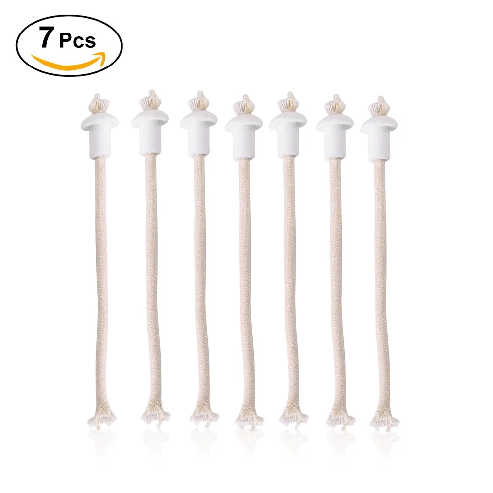 7Pcs Ceramic Holders Torch Wine Bottle Oil Candle Lamp Fiber Glass Heat-Resistant Kerosene Wick | Дом и сад