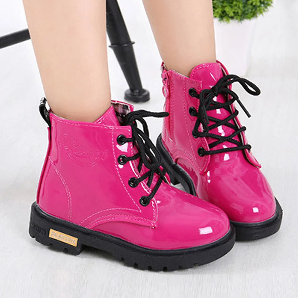 Daclay/Детские Ботинки martin; крутые дизайнерские ботинки для девочек; водонепроницаемая кожаная обувь для девочек