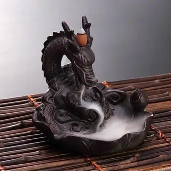 

Dragon-Shaped Home Decor Ceramic Incense 16*15*15cm Burner Yoga Studio Supplies Backflow Incense Burner Porcelain Decoration