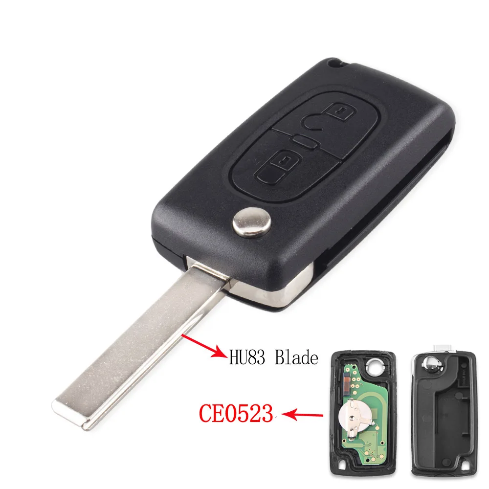 KEYYOU флип пульт ДУ для ключей для peugeot 107 207 307 308 407 607 для Citroen C2 C3 C4 C5 C6 C8 Xsara Picasso Fob 434 МГц спросить - Цвет: CE0523 HU83 Blade