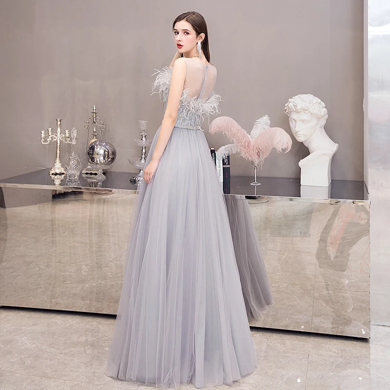 SSYFashion, новинка, высокое качество, Красное длинное вечернее платье, роскошные перья, блестки, бисер, без рукавов, для выпускного вечера, вечерние платья, Vestido De Noche