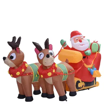 

Christmas Inflatable Santa Reindeer Sleigh Outdoor Decoration LED Lights-Cute And Fun Christmas Yard Lawn Decoration