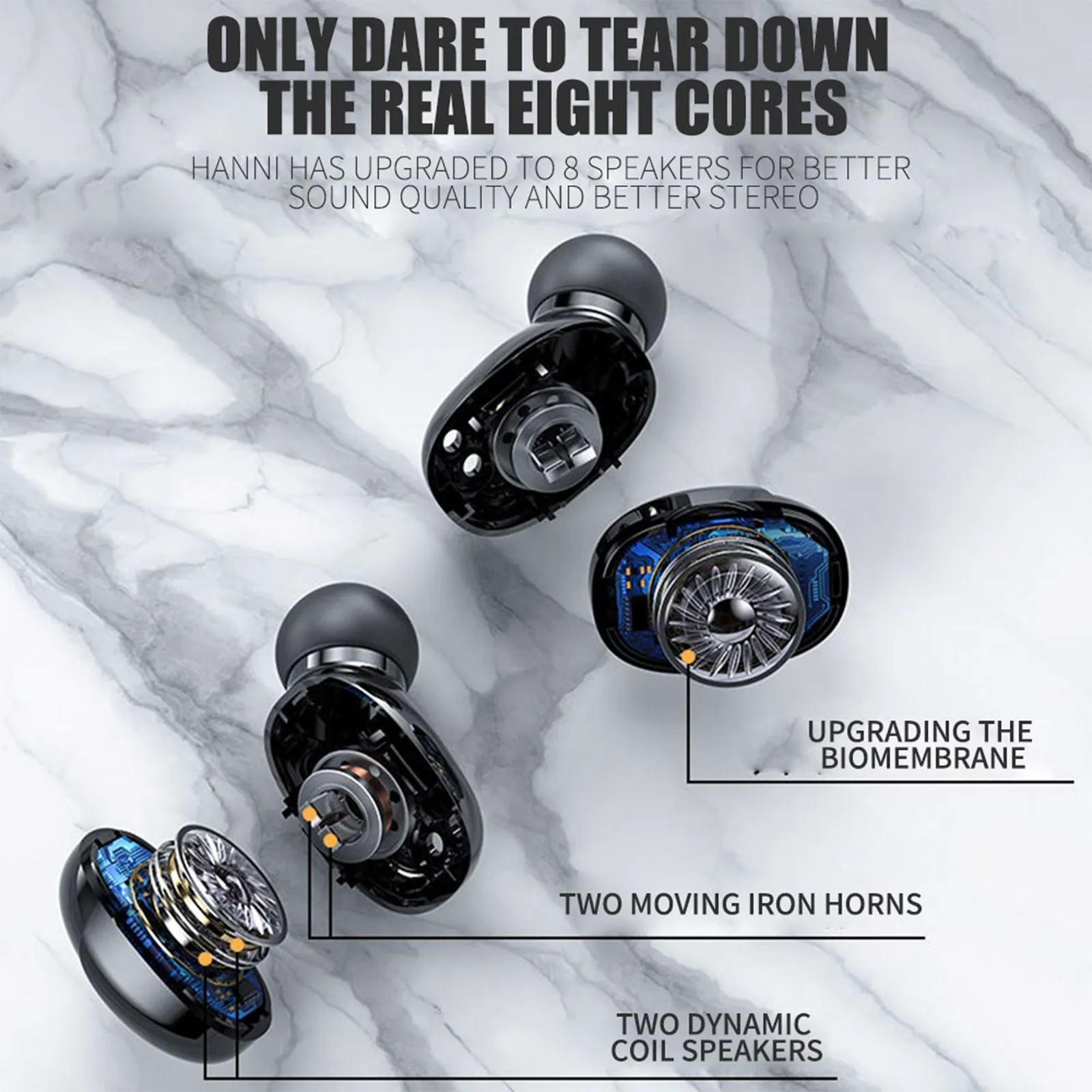 Mini TWS In Ear BT Headphones Waterproof Earphones with LED Digital Display Touch Control Headsets HD Call Earbuds with MIC