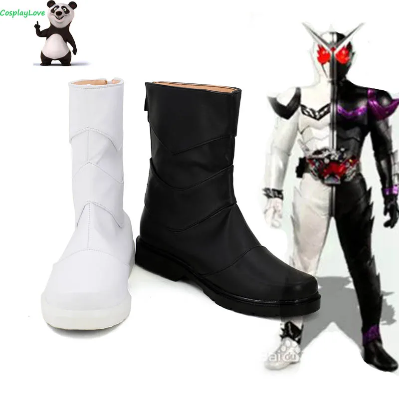 Маскарадный Райдер Kamen Rider двойной Fangjoker Белый Черный Косплей Длинные сапоги