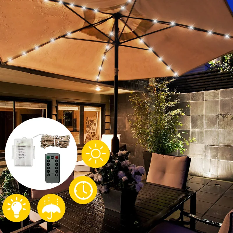 104 LED Garden Umbrella light Outdoor Waterproof IP67 String Lights