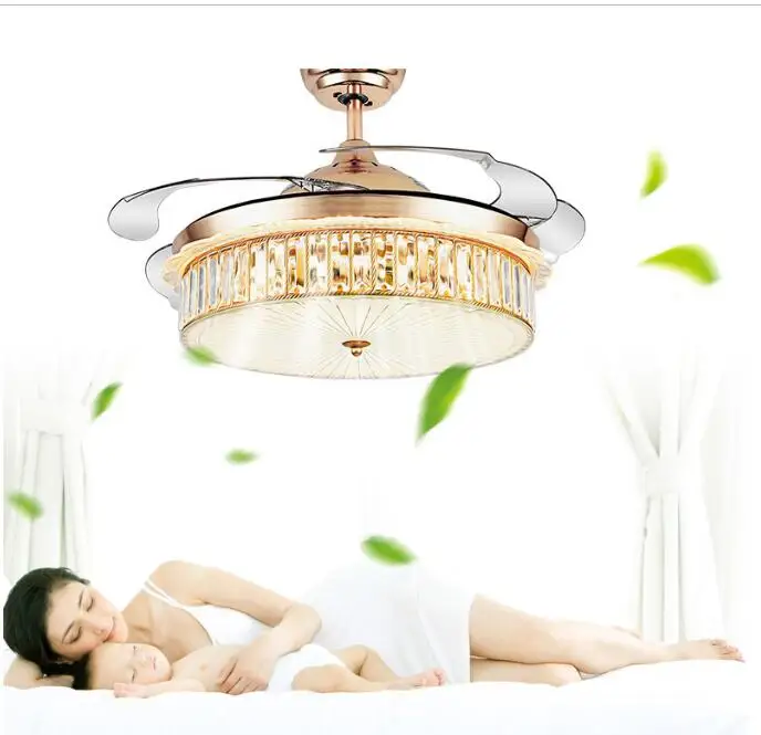 4" Led невидимые потолочные вентиляторы со светом декоративный убирающийся нож современный складной вентилятор лампа дистанционное управление подвесные светильники Hom