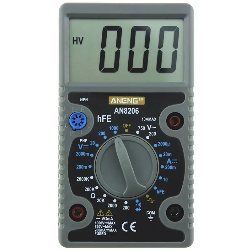 ANENG AN8206 ЖК-цифровой мультиметр с подсветкой AC/DC температура Амперметр Вольтметр Напряжение Ток Ом тестер мультиметр