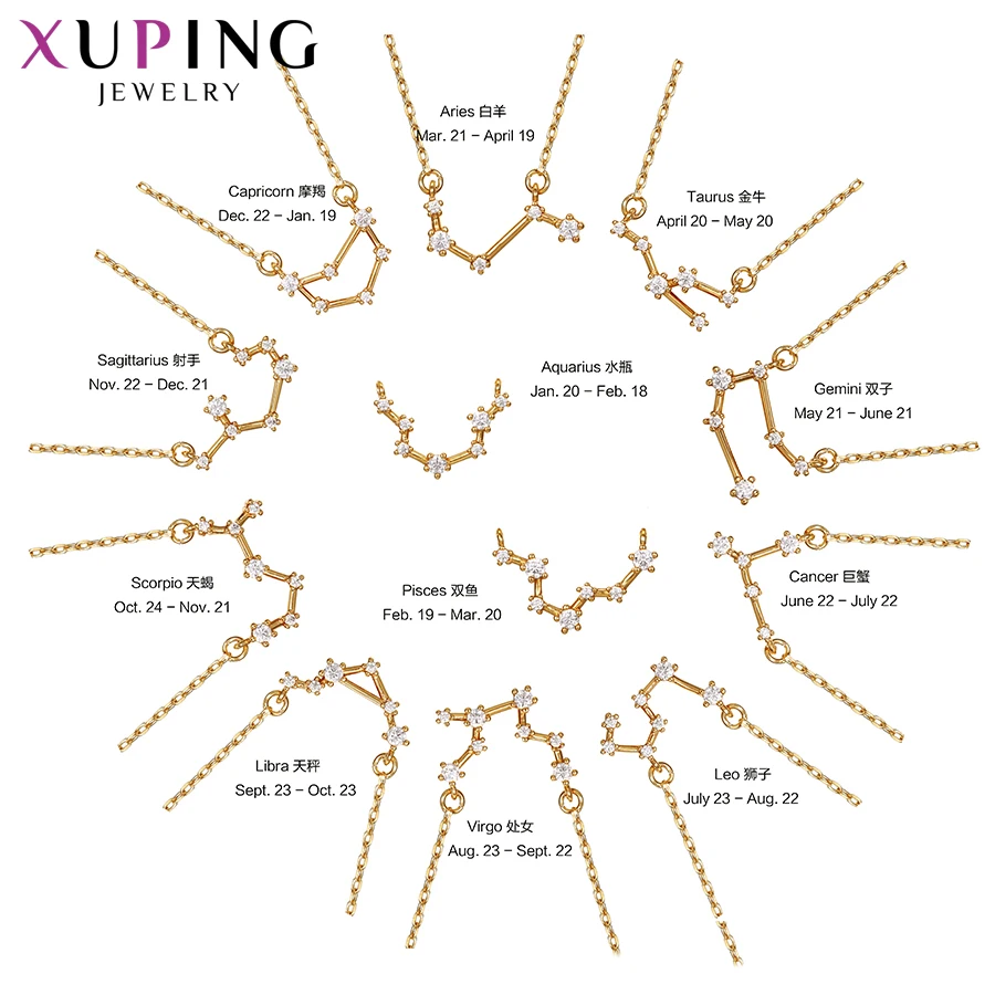 Xuping, Новое поступление, ожерелье, 12 созвездий, ожерелье для женщин, девушек, элегантная цепочка, ювелирные изделия, рождественские подарки, S215.2-46346