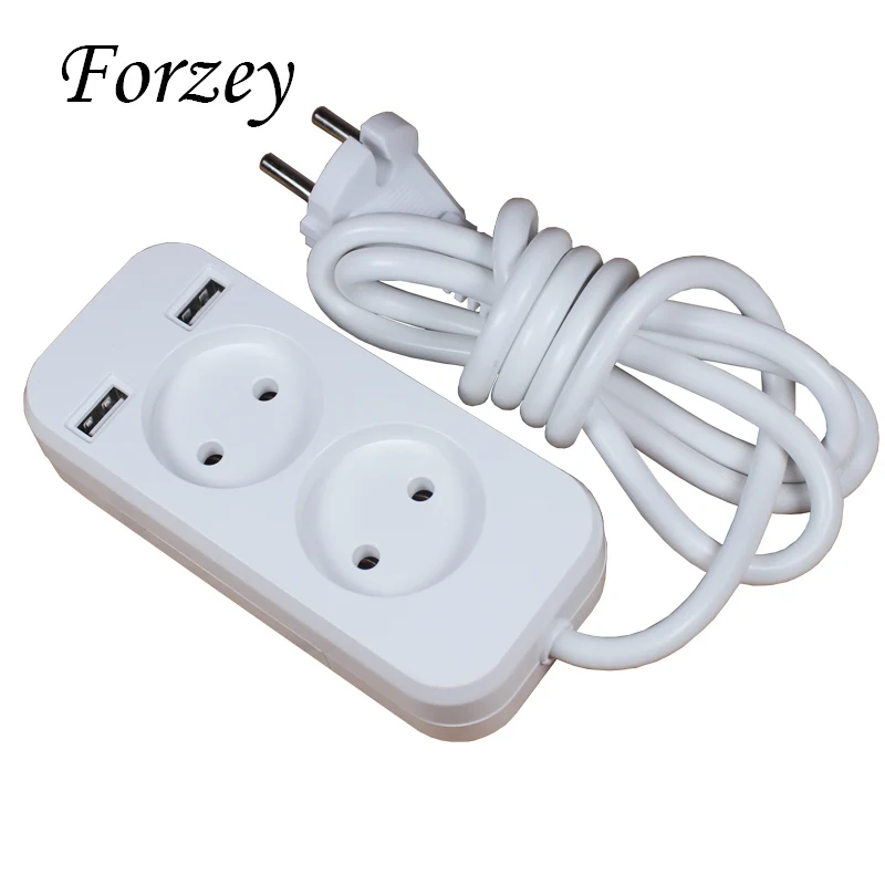 Новинка 2019 2 розетки Европейский удлинитель USB 5 В А с кабелем диаметром 1 м цвет