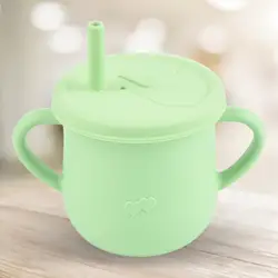 1 Set 200ml Straw Mug Large Diameter Double Handle BPA Free Infant Sippy Water Cup Home Use