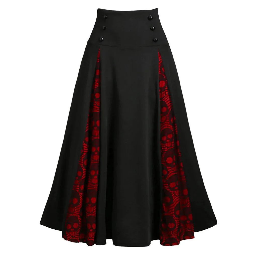 Women Plus Size Lace Patchwork High Waist Skirt Gothic Pleated Skirt Sweet Party Sweet Elegant Clothing Skirt New Arrival - Color: BK