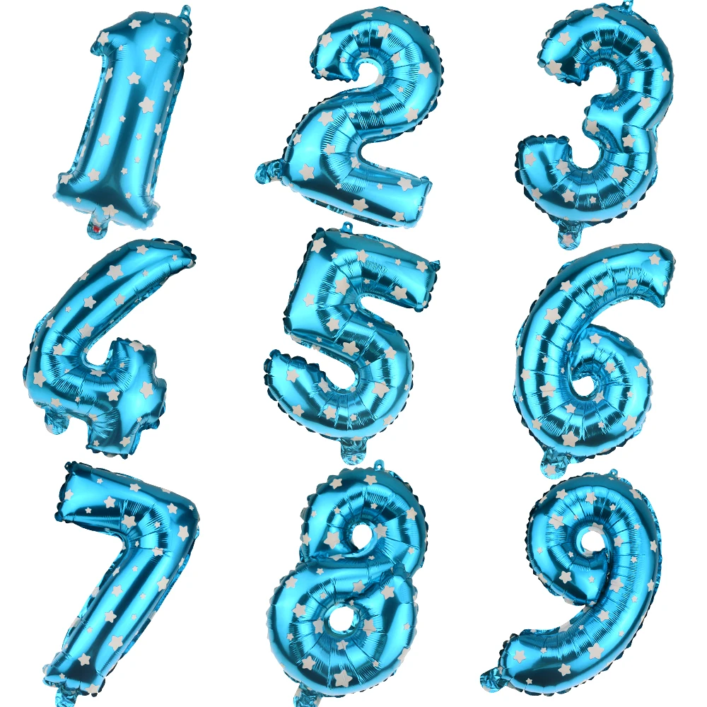 1 шт 16 дюймов Большие фольгированные шары на день рождения Воздушные гелиевые цифры воздушные шары цифры с днем рождения украшения Детские воздушные шары для дня рождения - Цвет: Blue