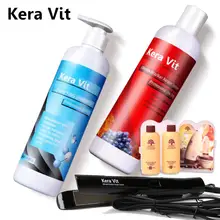 Высококачественный Профессиональный очищающий шампунь Kera Vit 500 мл+ 500 мл 5% н для кератинового лечения волос+ утюжок для волос+ Бесплатный маленький подарочный набор