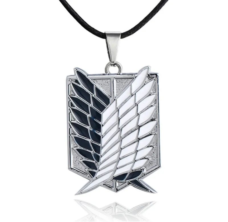 

Japanese Anime Attack on Titan Necklace Wings of Liberty Shingeki No Kyojin Leather Chain Gold Silver Pendant Accessories Women