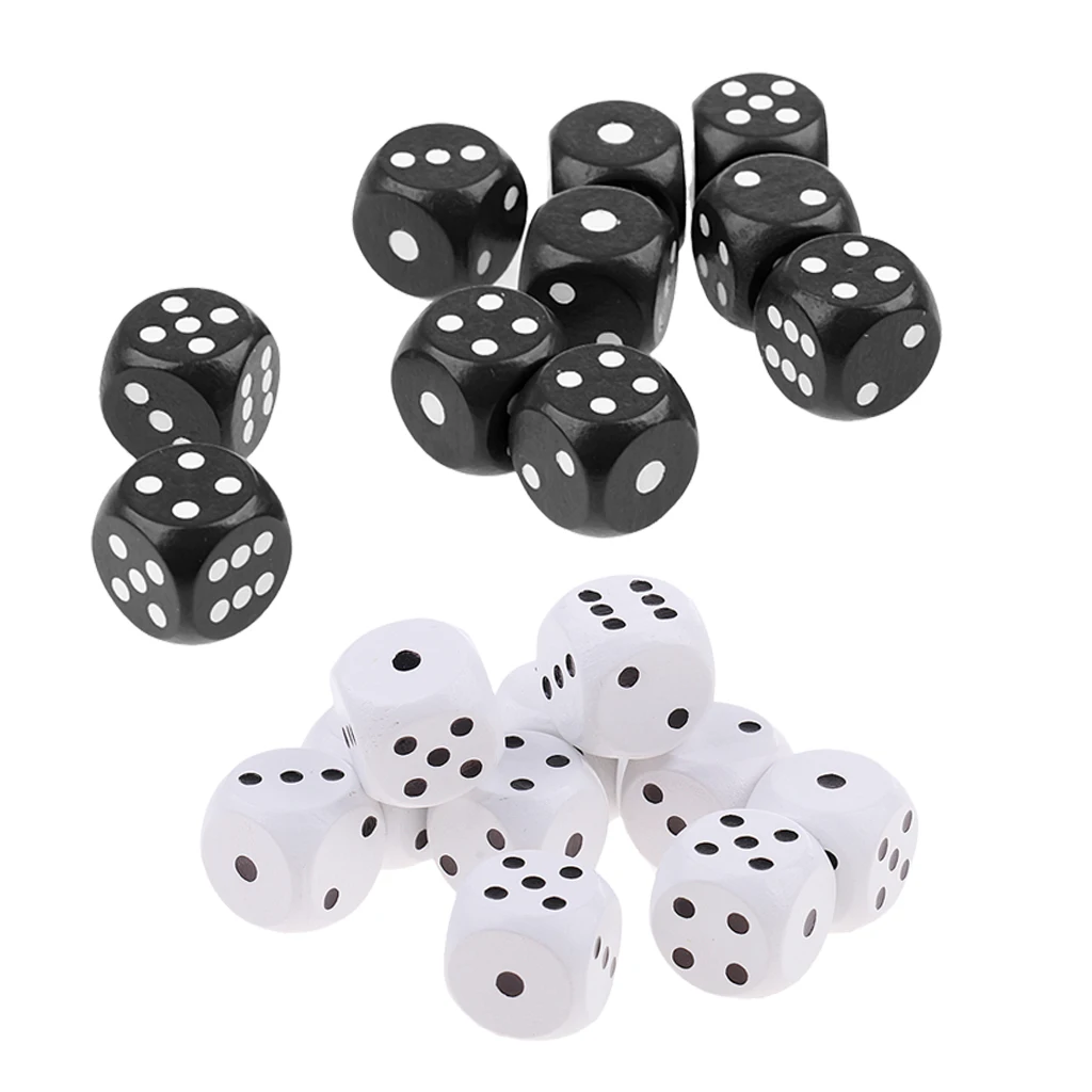 20Pcs 2cm Six Sided Wooden Dice 1-6 Number Dotted for Kids Party Bag Fillers