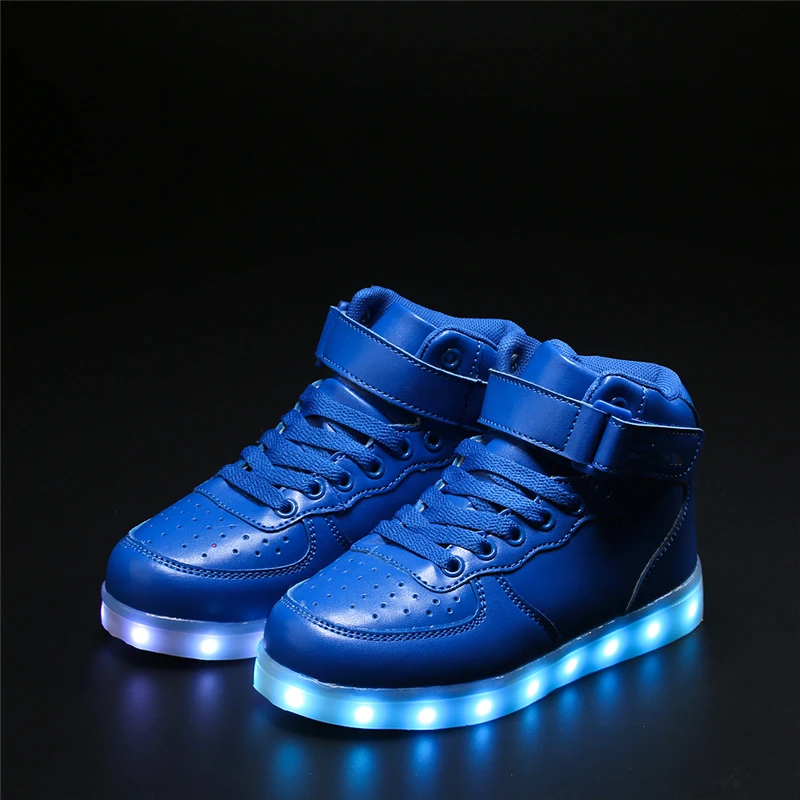 IGxx/высокие туфли со светодиодной подсветкой для детей; цвет синий; лучший подарок; светящаяся обувь с зарядкой через usb; светодиодный; обувь для девочек; детская светящаяся обувь