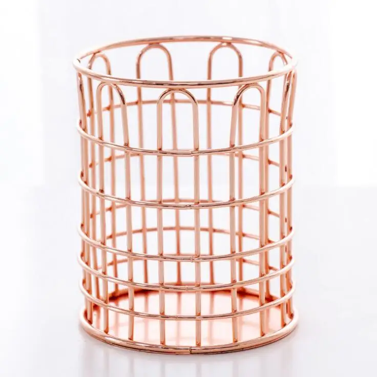rose gold 1 шт. Скандинавская золотая металлическая подставка для ручек для офиса держатель для ручки контейнер стол Коробка для хранения день рождения Подарочные канцелярские принадлежности - Цвет: rose gold