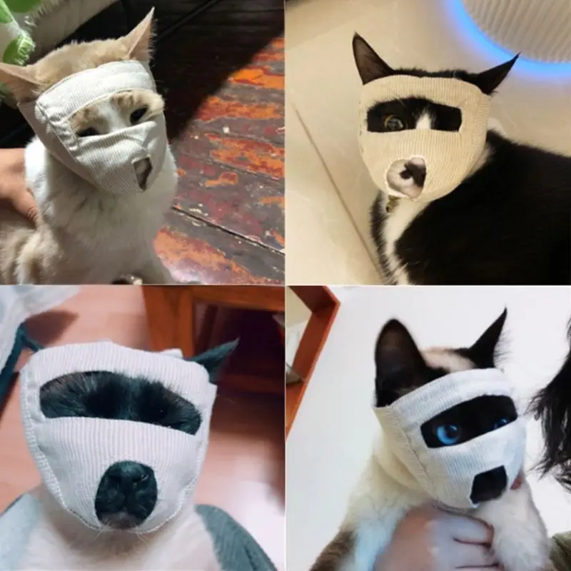 Pet Adjustable Cat Muzzle Anti-Bark Bite Grooming Cat Kitten Mouth Mask Cover L41A