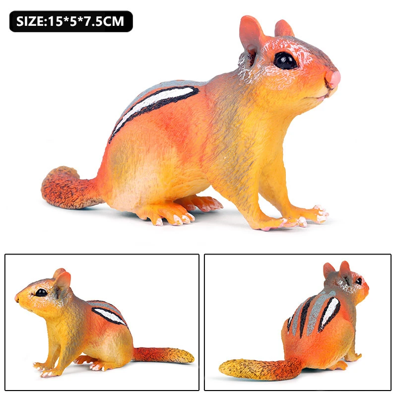 Children's Simulation solid animal world model toy golden chipmunk chipmunk spotted squirrel Collecting gifts Toy model
