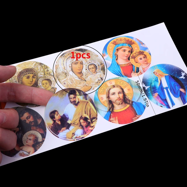 120pcs Heart Shaped Religious Catholic Stickers Jesus Christian Sticker  Printing For Women DIY Crafts Jewelry Decorative 23*21mm - AliExpress