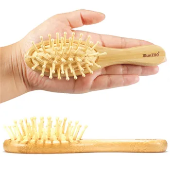 

Mini Natural Bamboo Hair Brush Bamboo Bristles Pin Massage comb Improve Hair Growth Prevent Hair Loss Dandruff Scalp