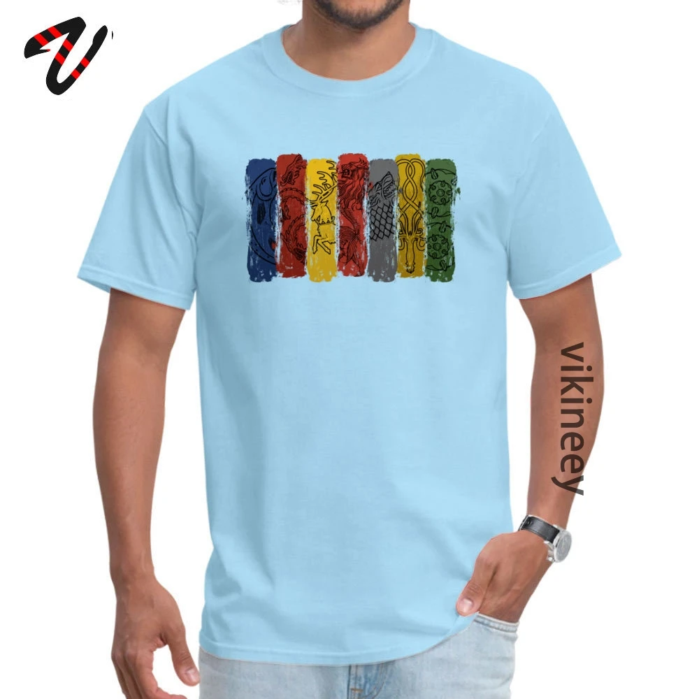 All_Houses_Logo__Game_of_Thrones_ Round Neck T Shirts Summer Normal Tops &amp;amp; Tees Short Sleeve Faddish Cotton T-Shirt Men All_Houses_Logo_-_Game_of_Thrones_748 light