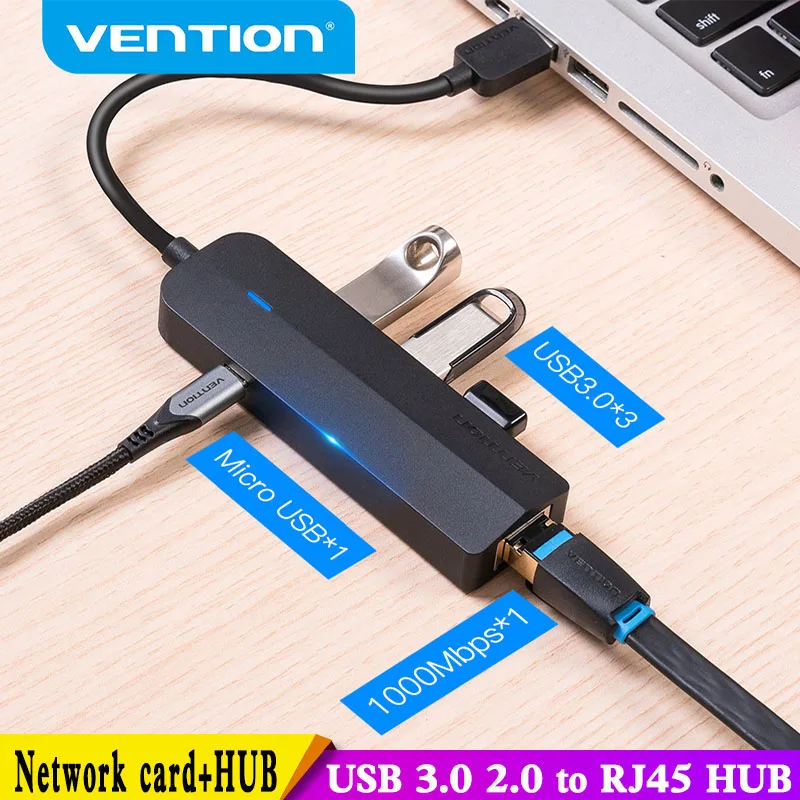 Vention USB Ethernet адаптер 3 0 2 для RJ45 Gigabit с портом зарядного устройства Micro сетевого