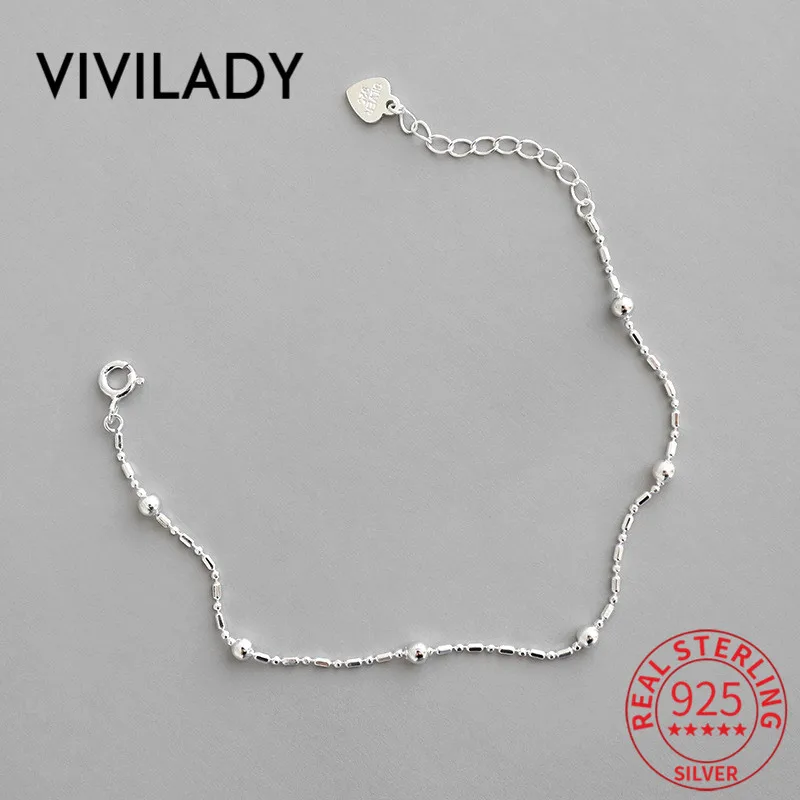 VIVILADY Настоящее серебро 925 пробы женский браслет с подвесками минималистичный