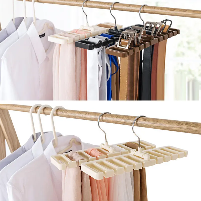 10 Grid Storage Rack Tie Belt Organizer Space Saver Rotating Scarf Ties Hanger Holder Hook Closet Organization Tops Bra Belt Bag