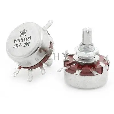

2 Pcs Carbon Composition Rotary Taper Potentiometer 4 Pins 4.7K Ohm 2W