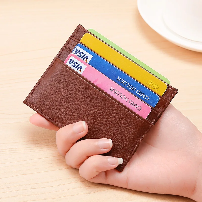 

New Products Ultra-Thin Small Wallet Genuine Leather Card Bit More Mini Bank Card Bus Card Holder Simple MEN'S AND WOMEN'S Card