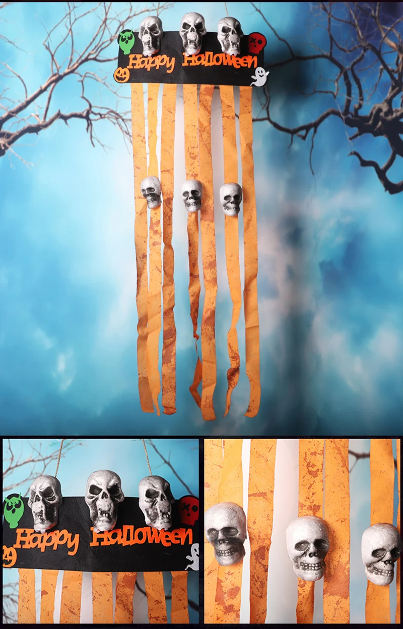 Череп Хэллоуин подвесной Призрак для дома с привидениями Grim Reaper ужас реквизит декор двери