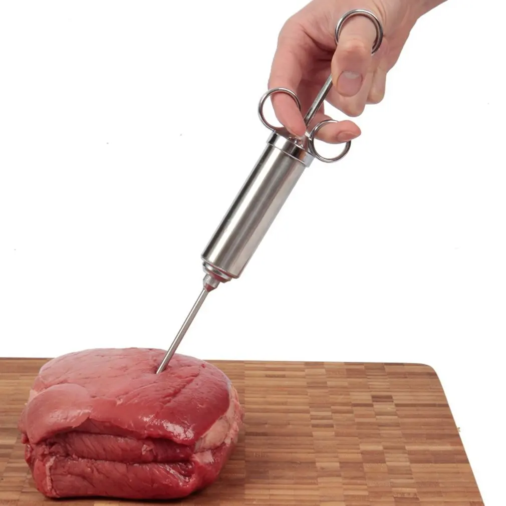 Из нержавеющей стали маринад вкус игольчатый Инжектор Шприц Профессиональный для барбекью первой необходимости индейки барбекю