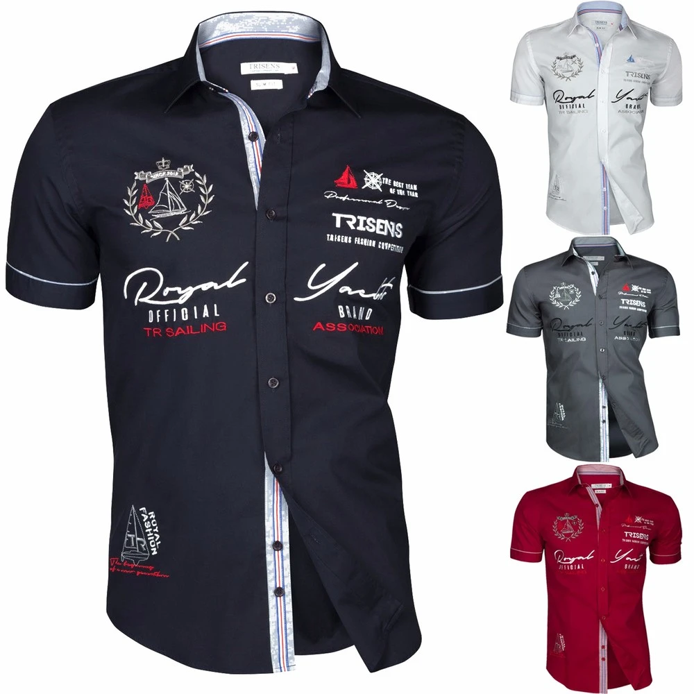 mens slim fit casual shirts short sleeve