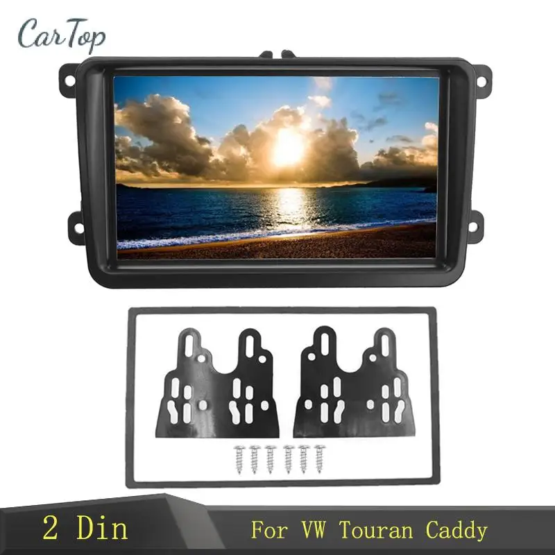 Doppio Din Car Frame Per Vw Touran Caddy Seat Skoda Fabia Octavia Stereo Radio Dvd Dash Kit Trim Fascia Pannello Adattatore