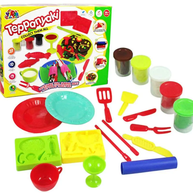 Креативный нетоксичный цветной глиняный пластик Teppanyaki Mud DIY Набор инструментов Пластиковая форма для детей Детские игрушки 72XC
