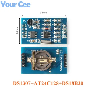 

DS1307+AT24C128+DS18B20 EEPROM Storage Digital Sensor Module 3 in 1 Clock Memory Temperature Sensor Module IIC I2C Communication