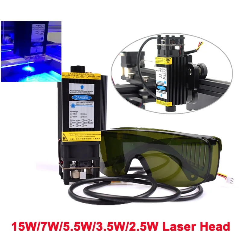 

CNC blue Laser Engraving module 15W 5.5W 7W 450nm 12V focusable Laser module Engraving Machine Part Laser Head with TTL PWM