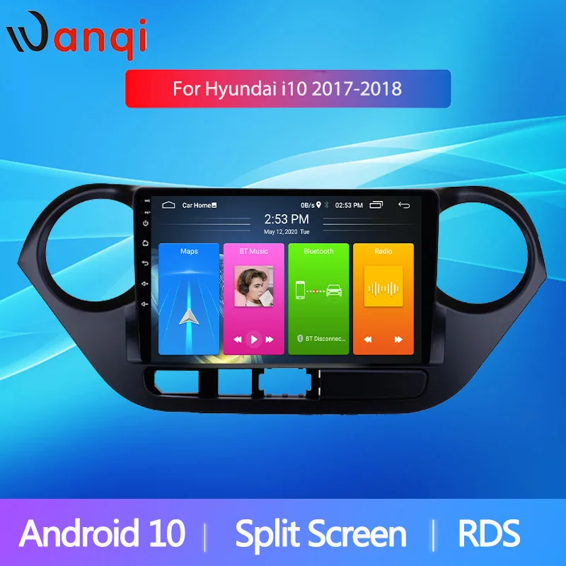 Android10 GPS 9inch Car Radio Stereo For 2013 2014-2018 Hyundai i10 Split Screen PIP RDS Muiltimedia Player Mirror Link no dvd | Автомобили