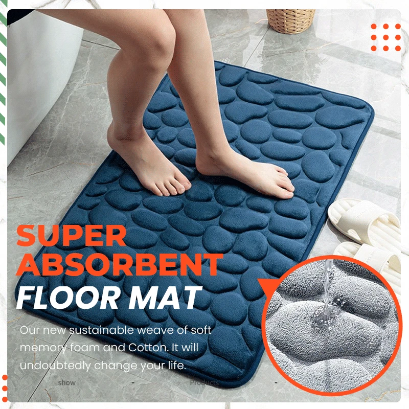 Cobblestone Bathroom Bath Mat Non slip Carpets Super Absorbent Floor