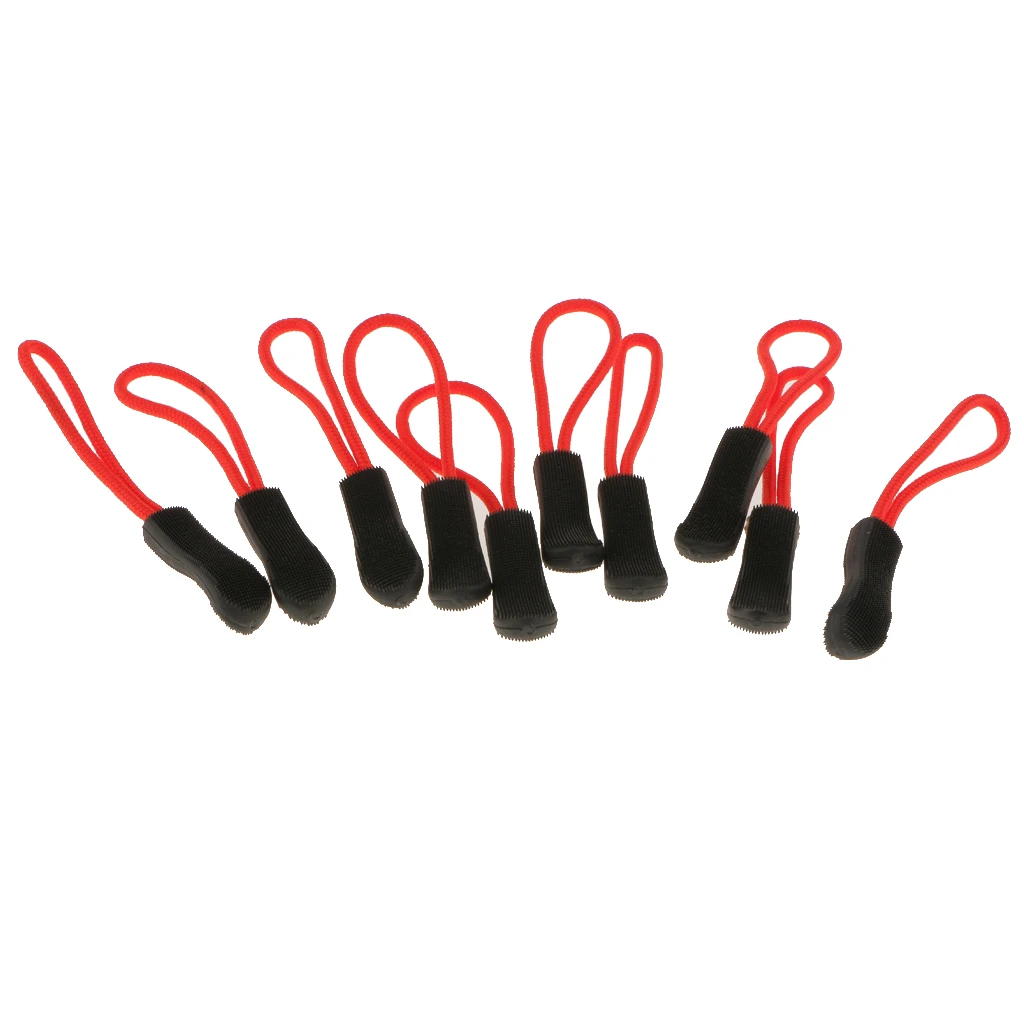 10pcs Zipper Pull Cord Zip Pullers Fastener Slider for Backpack Jacket Luggage
