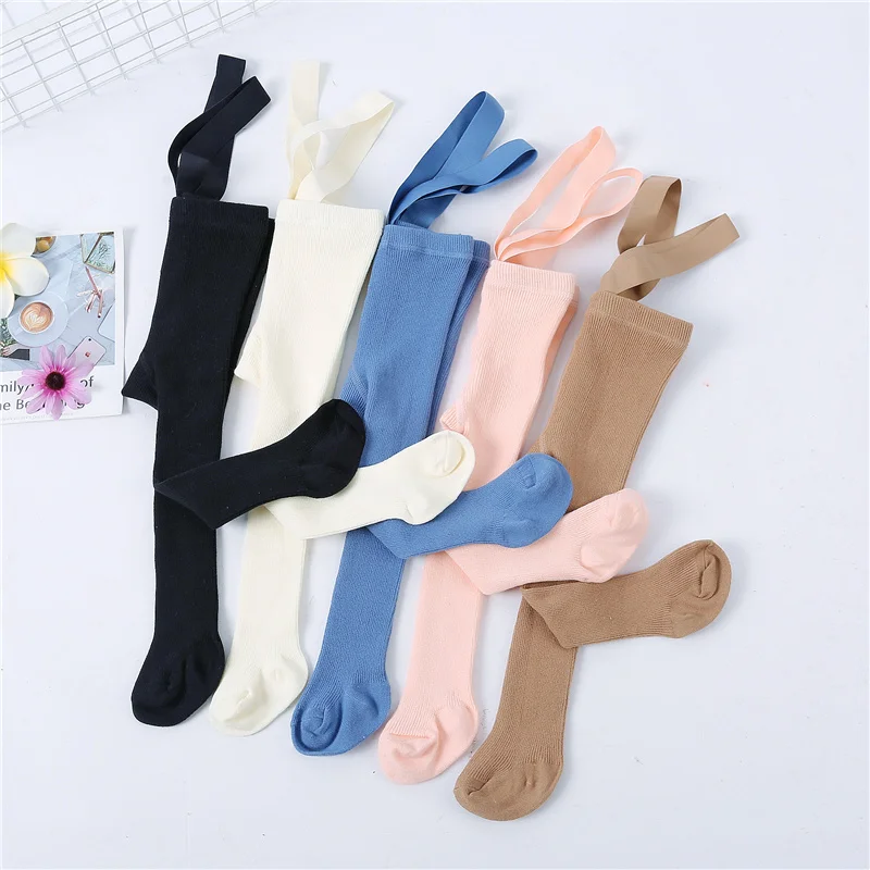 0-3Year Autumn Winter Tights For Girls Solid Pantyhose Casual Tights For Boys With Shoulder Strap Knitted Clothes knit tights,girls pantyhose,children stockings,suspender leggings