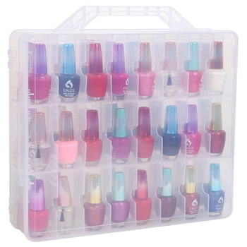 

Portable Makeup Organizer Nail Polish Transparent Plastic Storage Box 48 Bottles Adjustable Divider Popular Storage Box
