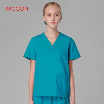 

WICCON 2020 New Fashion Short Sleeved Women Suits Surgical Gowns Clothes Brush Hand Clothes Nurse Doctor Cotton Solid Unitform