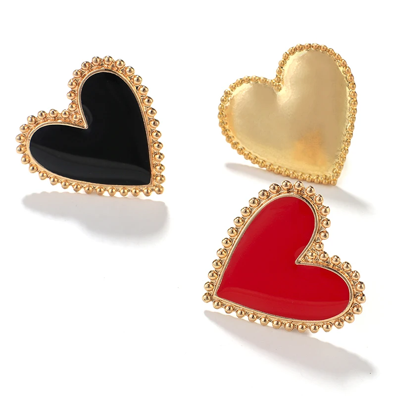 Gold color rings gold color ring finger ring Bohemian Heart Gold Color Rings for Women BOHO Love Heart Round Enamel Ring Female Finger Statement Fashion Jewelry